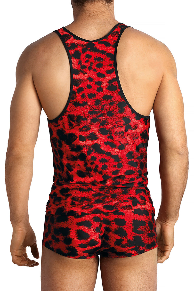 Débardeur homme motif animal rouge et noir Savage Anaïs for Men