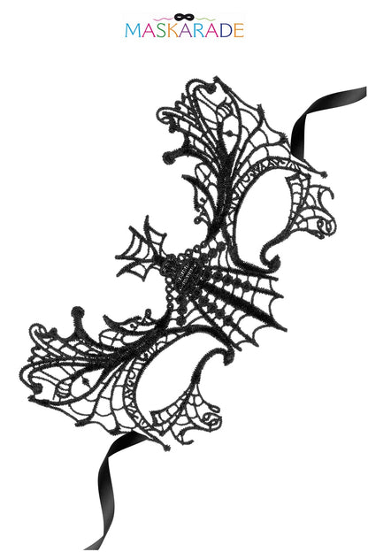 Loup brodé en dentelle souple Aube noir Maskarade
