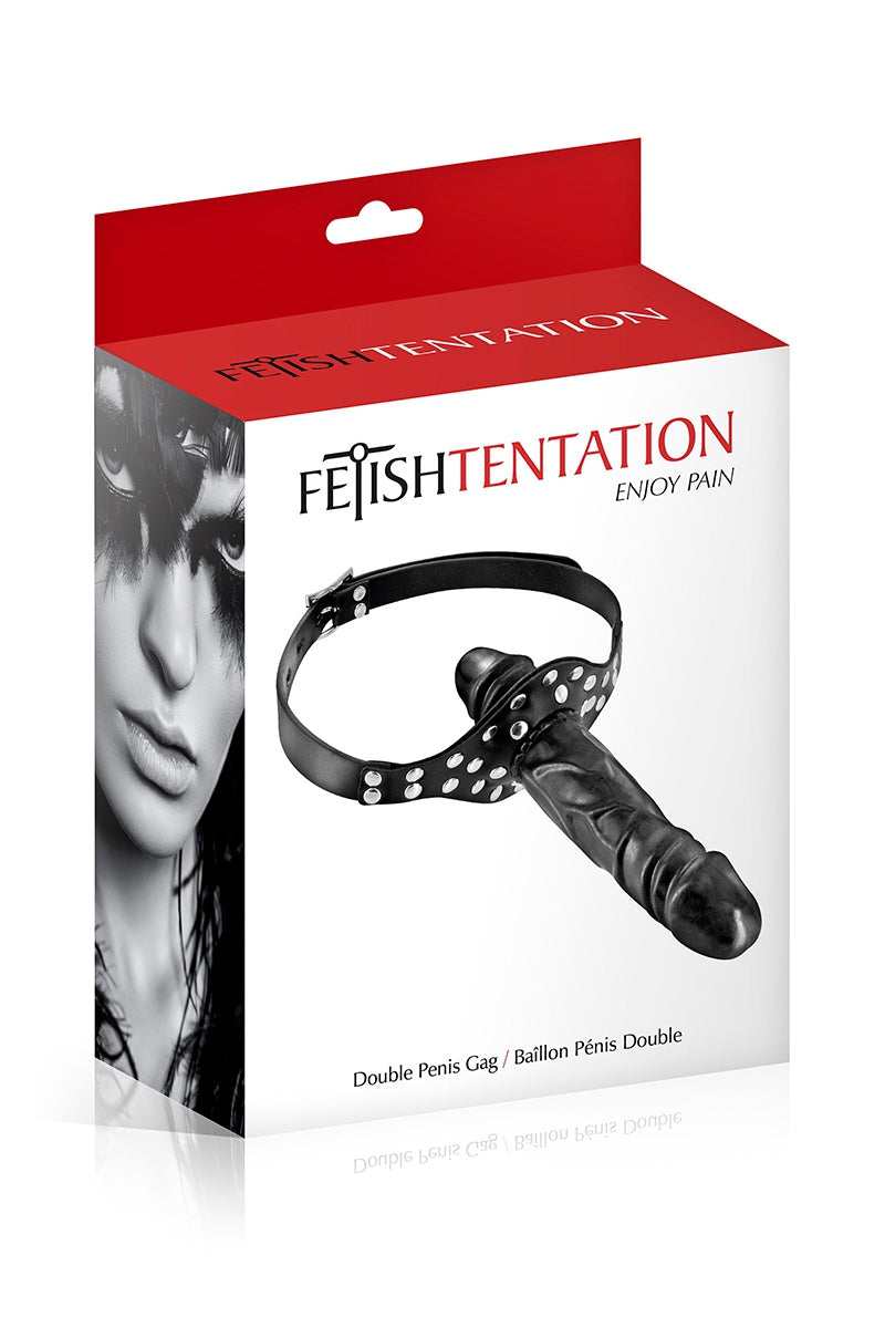 Bâillon double gode réglable noir Fetish Tentation