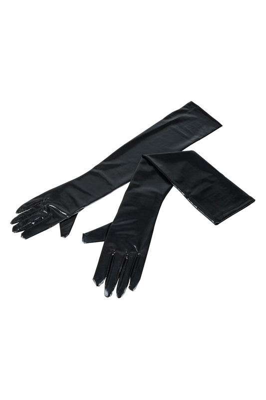 Gants extra longs effet wetlook noirs Cottelli