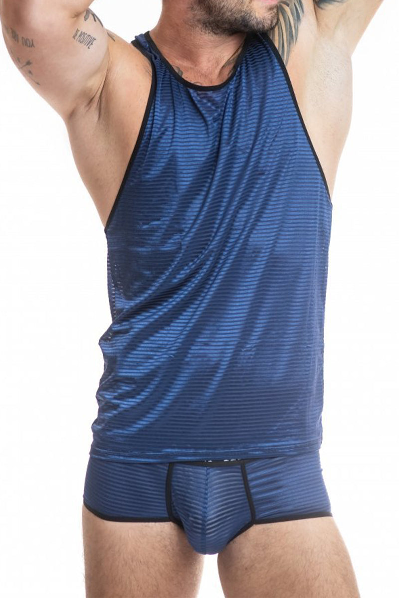 Débardeur rayé transparent et bleu brillant Naval Anaïs for Men