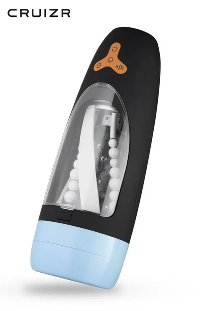 Masturbateur CRUIZR CP01 en rotation et succion, design haut de gamme et innovant pour plaisir masculin.