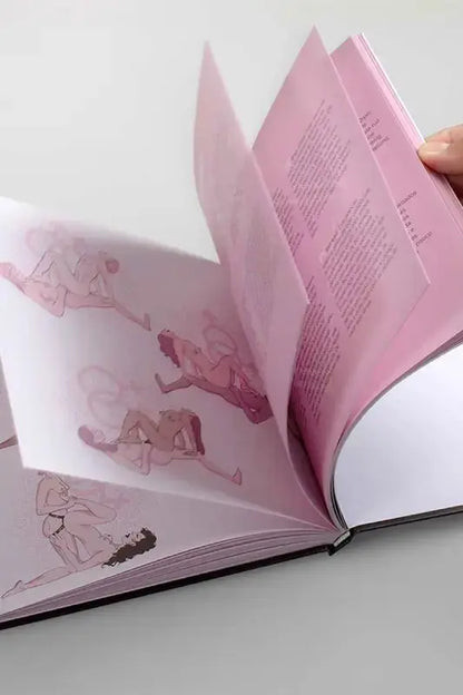 Livre Kamasutra Livre ouvert avec des illustrations suggestives.