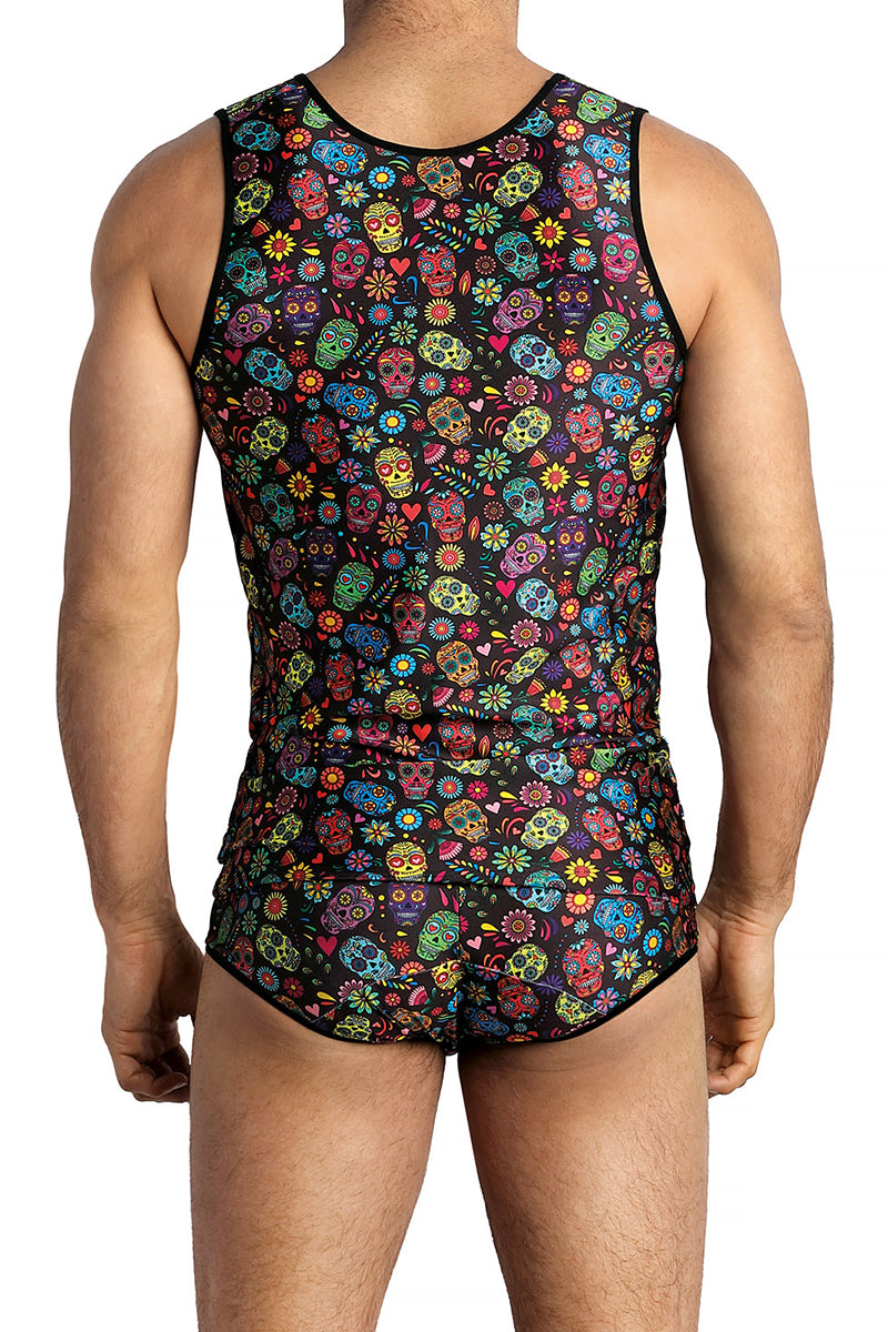 Débardeur galon noir imprimé calaveras Mexico Anaïs for Men
