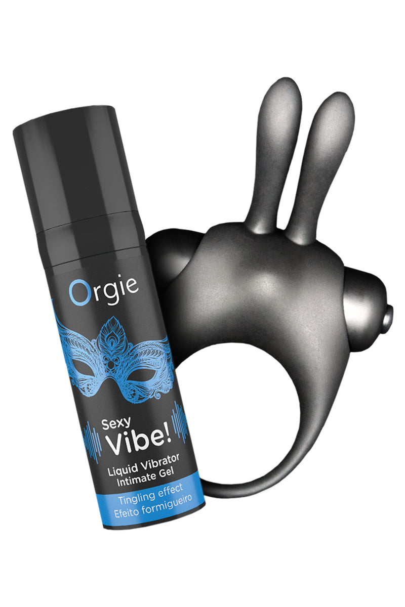 Kit anneau vibrant lapin et gel stimulant Vibe! Bunny Orgie