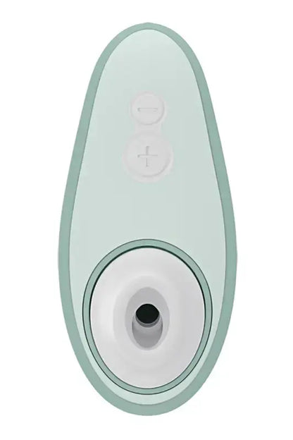 stimulateur clitoridien Womanizer Liberty 2 en vert, vue de dessus avec boutons de contrôle.