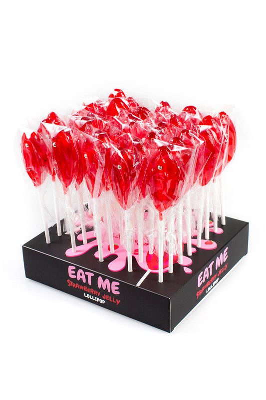 Présentoir de 40 sucettes vulve fraise Eat Me Secret Play