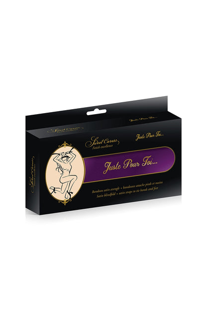 Coffret 5 liens de bondage en satin pourpre Sweet Caress