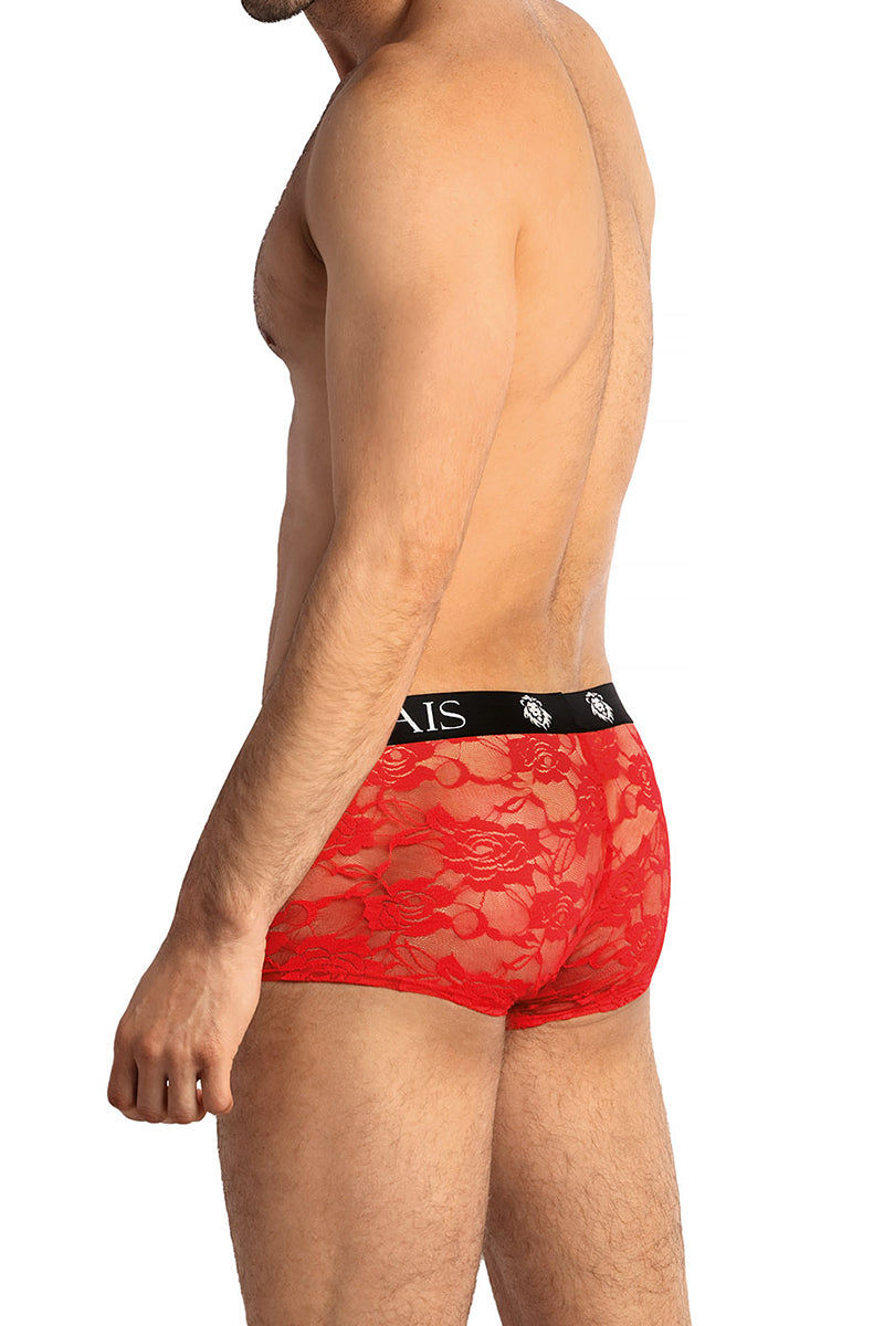 Boxer homme dentelle florale Brave rouge Anaïs for Men