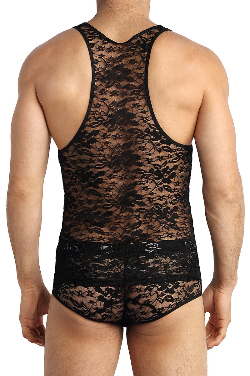 Débardeur en dentelle noire fleurie Romance Anaïs for Men