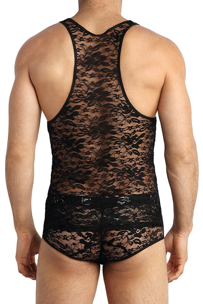 Débardeur en dentelle noire fleurie Romance Anaïs for Men