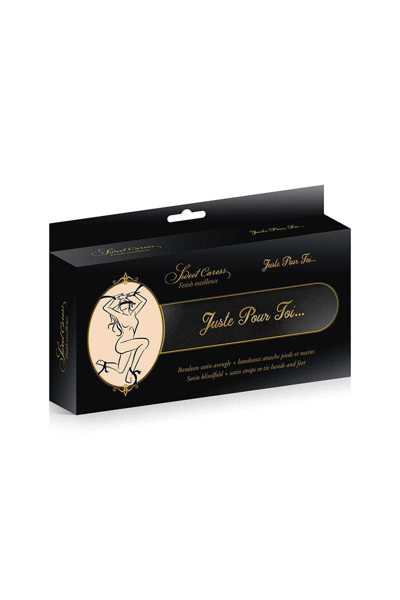Coffret 5 liens de bondage en satin noir Sweet Caress