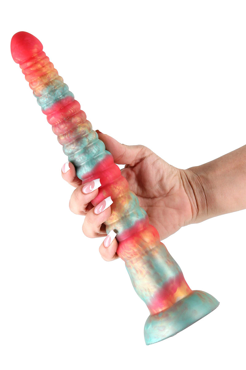 Grand gode ventouse annelé silicone liquide Red Stacked NS Novelties