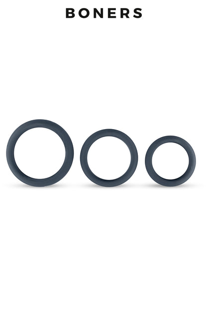 Kit de 3 cockrings larges en silicone Boners