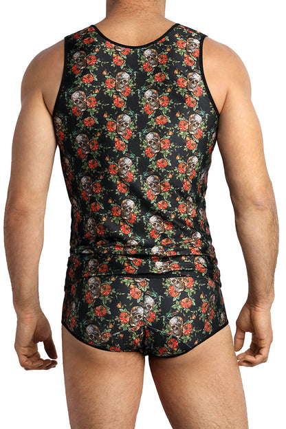Débardeur homme imprimé crânes et roses Power Anaïs for Men