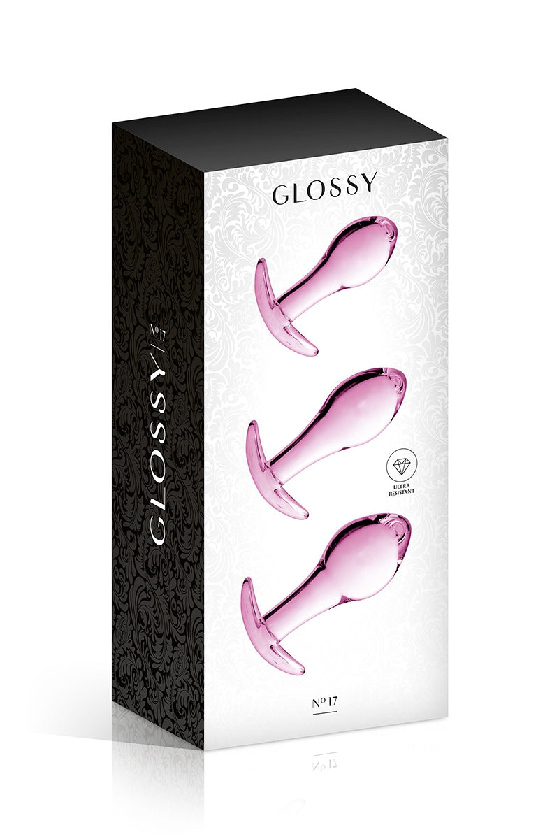 Coffret 3 plugs anaux en verre rose n° 17 Pink Glossy Toys