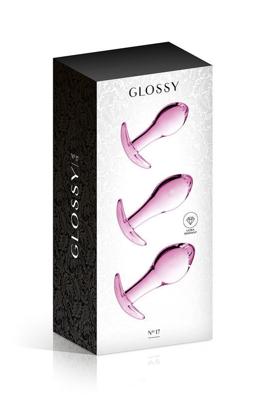 Coffret 3 plugs anaux en verre rose n° 17 Pink Glossy Toys