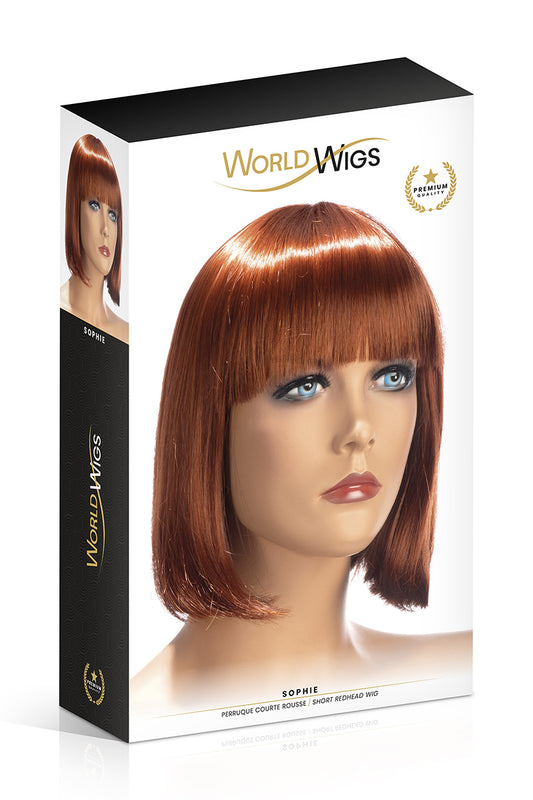 Perruque mi-longue à frange Sophie rousse World Wigs