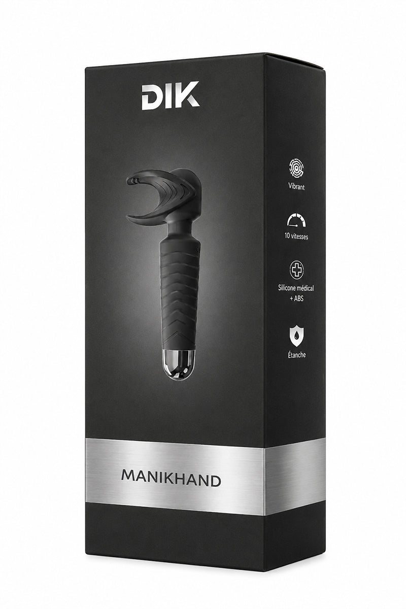 Masturbateur masculin vibrant rechargeable Manikhand noir DIK