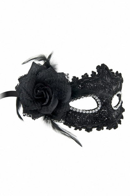 Loup vénitien semi-rigide noir à strass Bella Figura Maskarade
