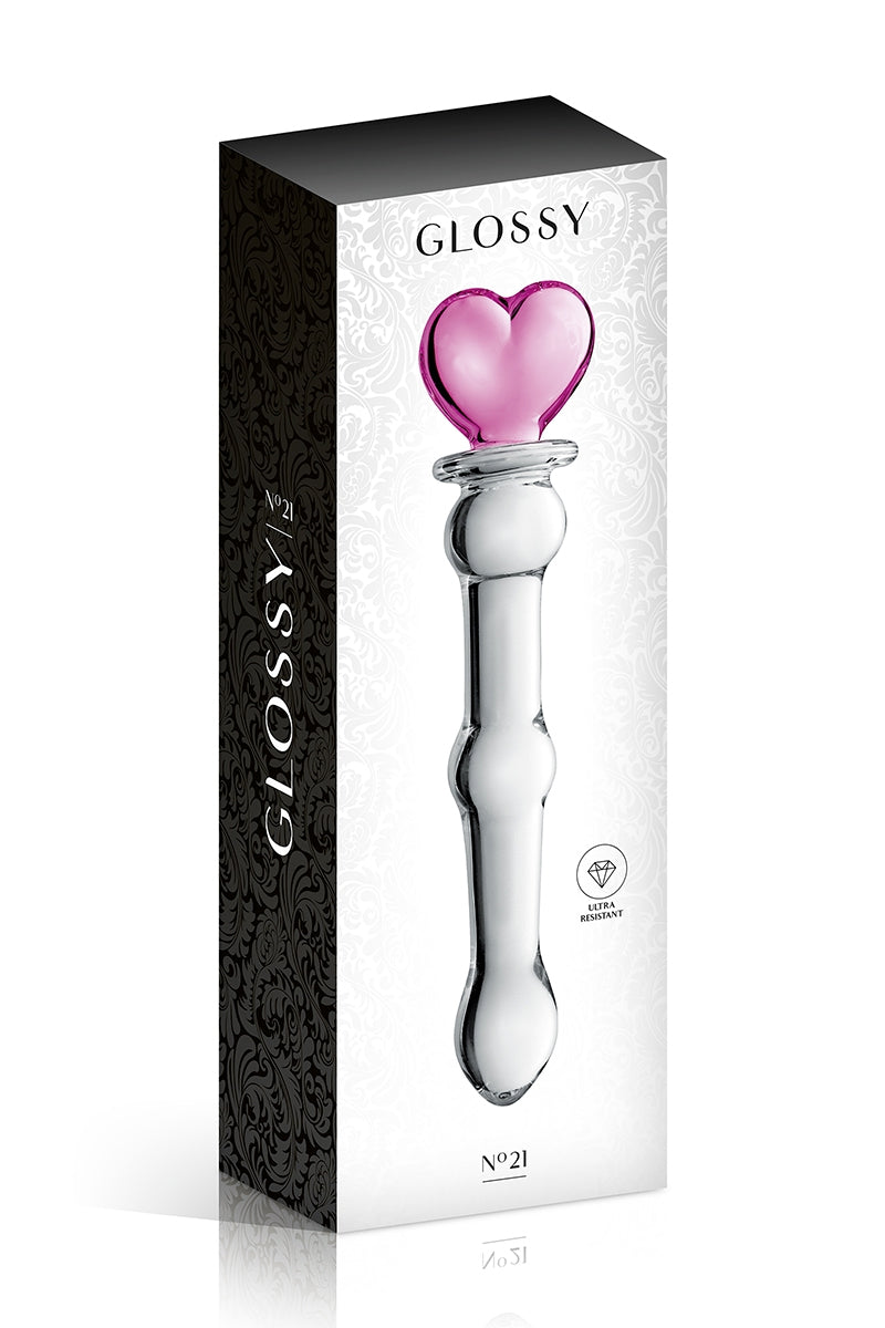 Gode en verre à boules cœur rose n°21 Glossy Toys