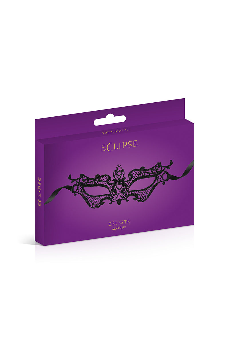Loup en dentelle guipure Céleste noir Maskarade