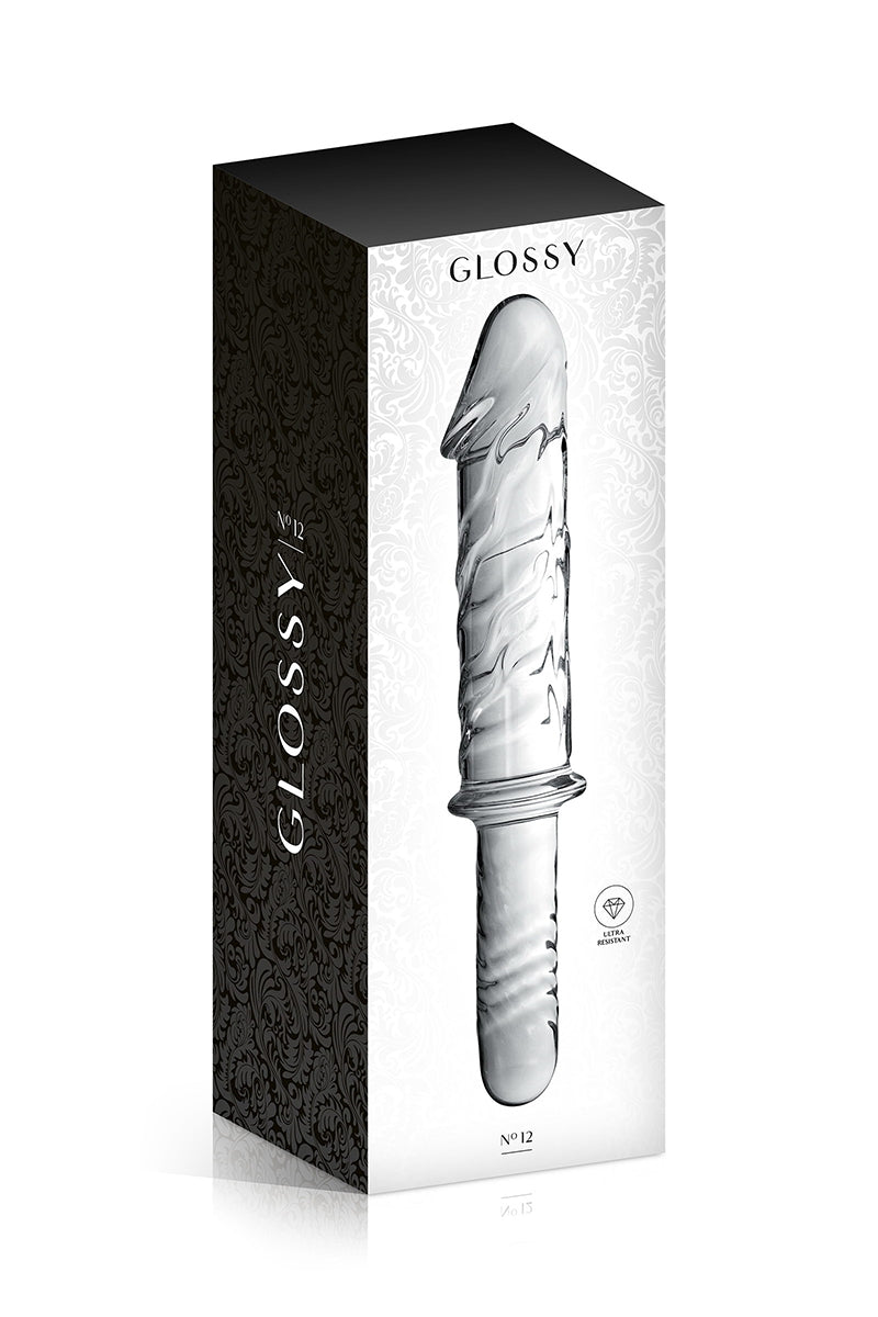 Gode en verre grand format avec poignée n°12 translucide Glossy Toys