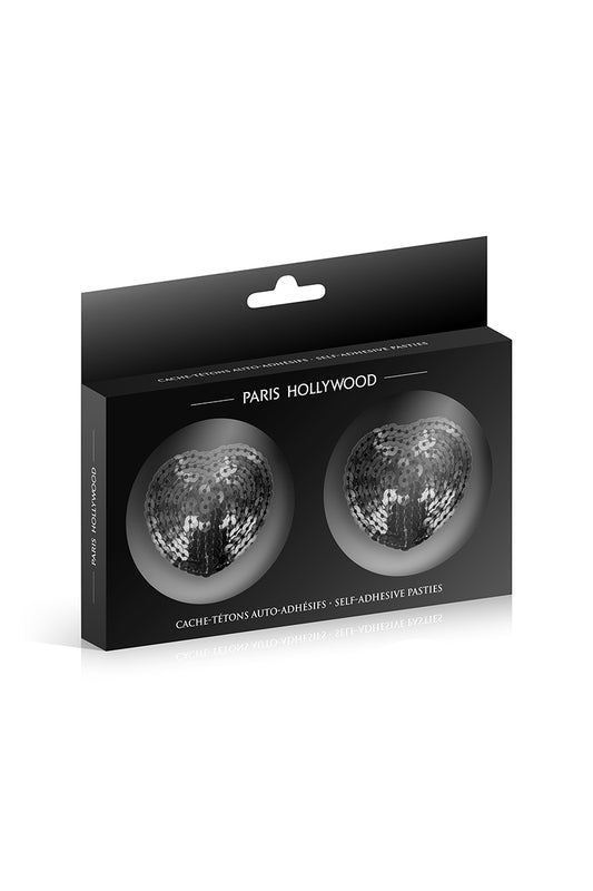 Cache-tétons adhésifs pétale sequins noirs Paris Hollywood