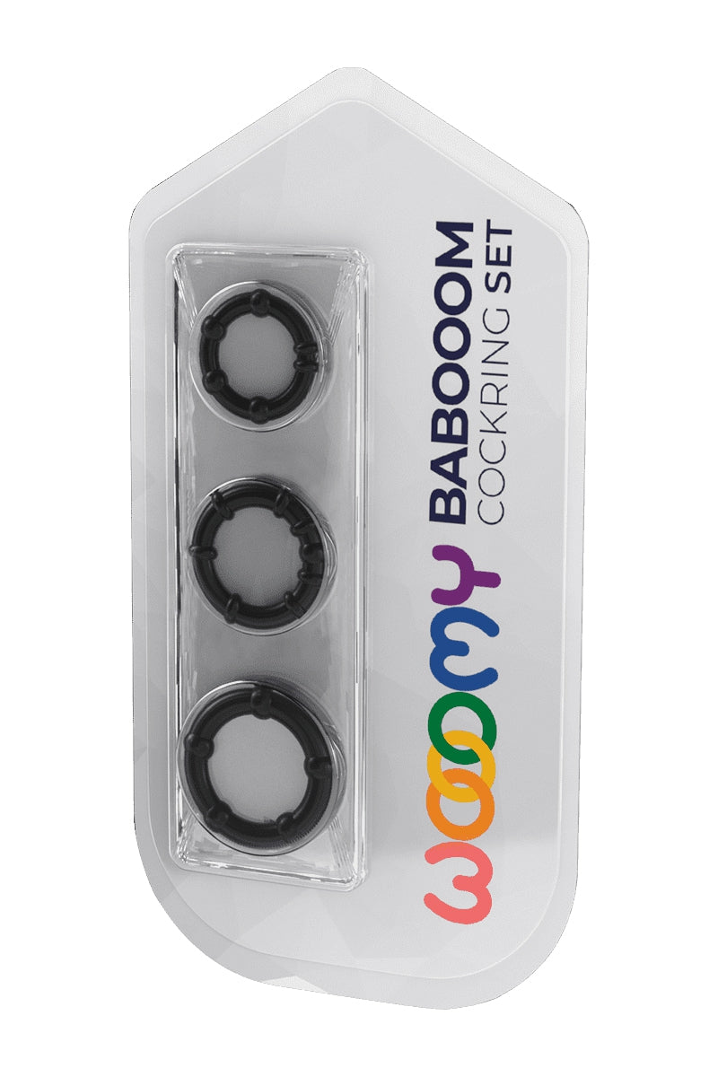Lot de 3 cockrings extensibles noirs Babooom Wooomy