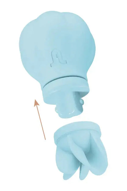 Jouet intime Stimulateur de clitoris bleu clair en deux parties.