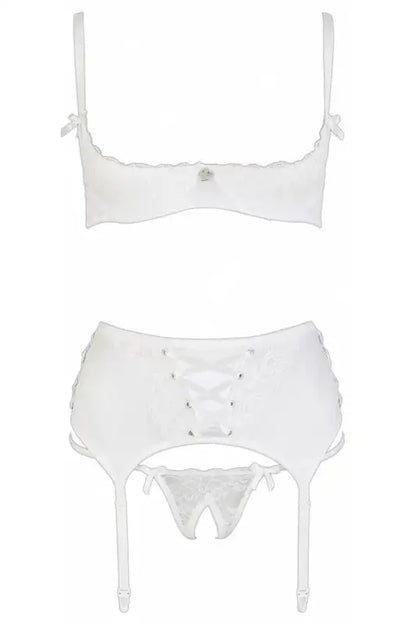 Ensemble lingerie 3 pièces ouvert blanc de Cottelli Lingerie, offrant élégance et séduction.