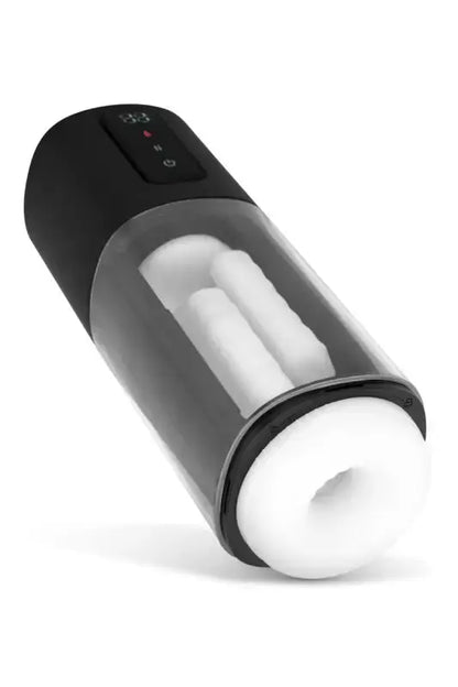 Jouet sexuel masculin électrique  masturbateur chauffant va et vient et vibrant noir et transparent sur LollyDoll