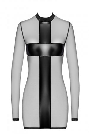 Mini robe tulle et wetlook Crossfire · Noir Handmade · vue 2