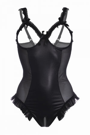 Body wetlook ouvert noir Mistique Christine · Christine · vue 2