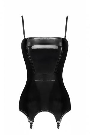 Corset porte-jarretelle vinyle Dominae · Noir Handmade · vue 2