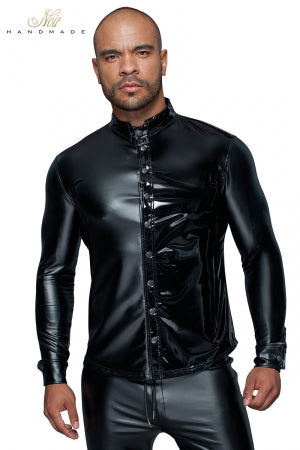 Chemise wetlook et vinyle · Noir Handmade · vue 2