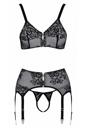 Ensemble coquin ouvert 3 pièces gris Cottelli Lingerie · Cotelli Lingerie · vue 2