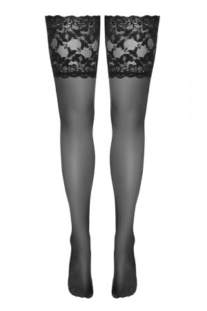 Bas autofixants large jarretière dentelle noir · Cotelli Legwear · vue 2