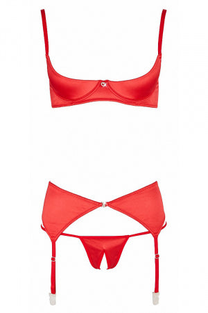 Ensemble lingerie 3 pièces ouvert rouge Cottelli Lingerie · Cotelli Lingerie · vue 2