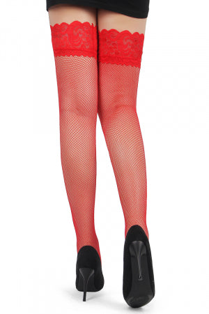 Bas résille jarretière dentelle Rouge · Ohyeah · vue 2