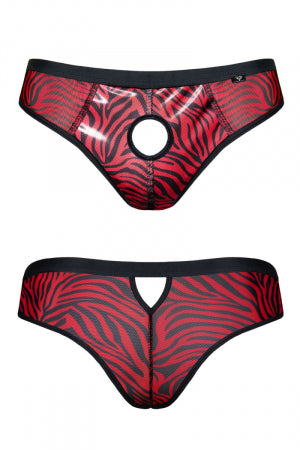 Slip type brésilien ouvert zébré rouge et noir · Regnes · vue 2