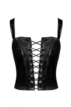 Corset en vinyle Dominae · Noir Handmade · vue 2