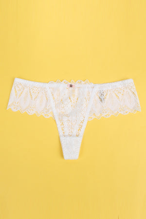 String dentelle dos lacé Blanc · Litolu Lingerie · vue 2