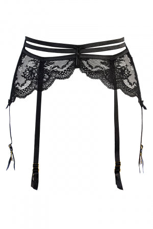 Porte-jarretelles tulle et dentelle noir · Axami · vue 2