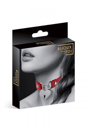 Collier rouge cadenas coeur · Bijoux pour toi · vue 2