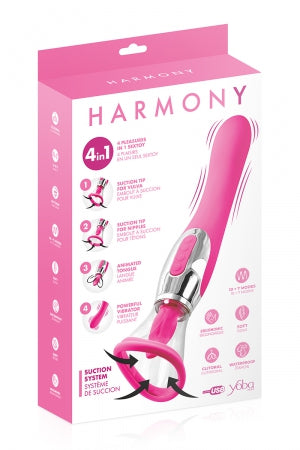 Stimulateur 4 en 1 succion et langue vibrante Harmony fuchsia Yoba