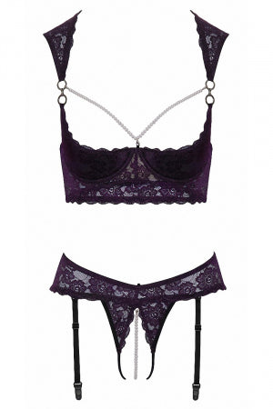 Ensemble lingerie ouverte violet · Cotelli Lingerie · vue 2