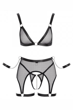 Ensemble Fetish noir en dentelle · Cotelli Bondage · vue 2