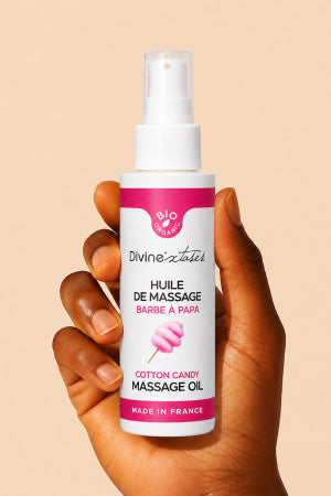 Huile de massage BIO barbe à papa · Divinextases · vue 2