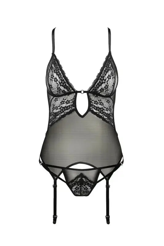 Ensemble de lingerie en dentelle et maille noire body confortable et grande taille Guêpière disponible chez LollyDoll